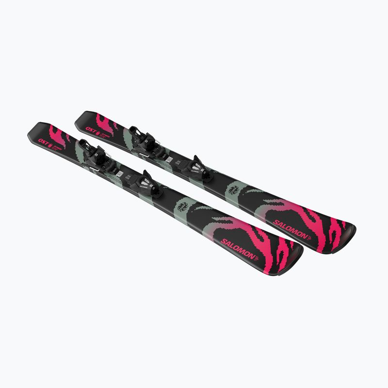 Dětské sjezdové lyže + vázání Salomon QST Jr Black S + C5 GW black/neon punch 4