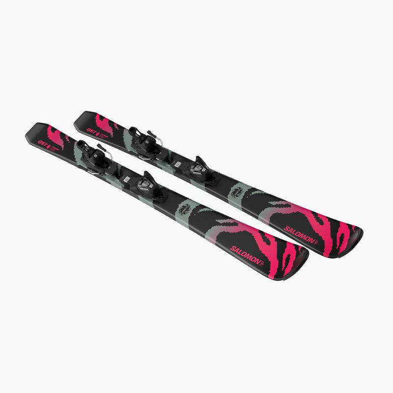Dětské sjezdové lyže + vázání Salomon QST Jr Black M + L6 GW black/neon punch 4