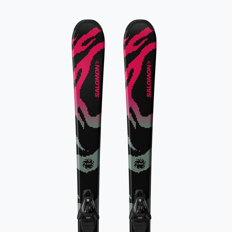 Dětské sjezdové lyže + vázání Salomon QST Jr Black M + L6 GW black/neon punch 5