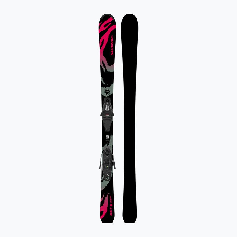Dětské sjezdové lyže + vázání Salomon QST Jr Black M + C5 GW black/neon punch 3