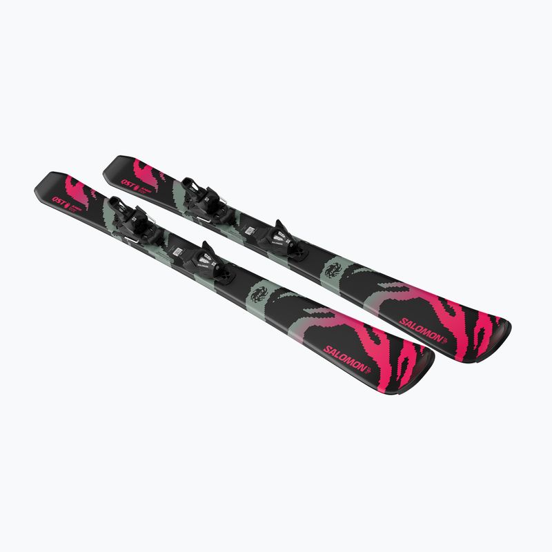 Dětské sjezdové lyže + vázání Salomon QST Jr Black M + C5 GW black/neon punch 4