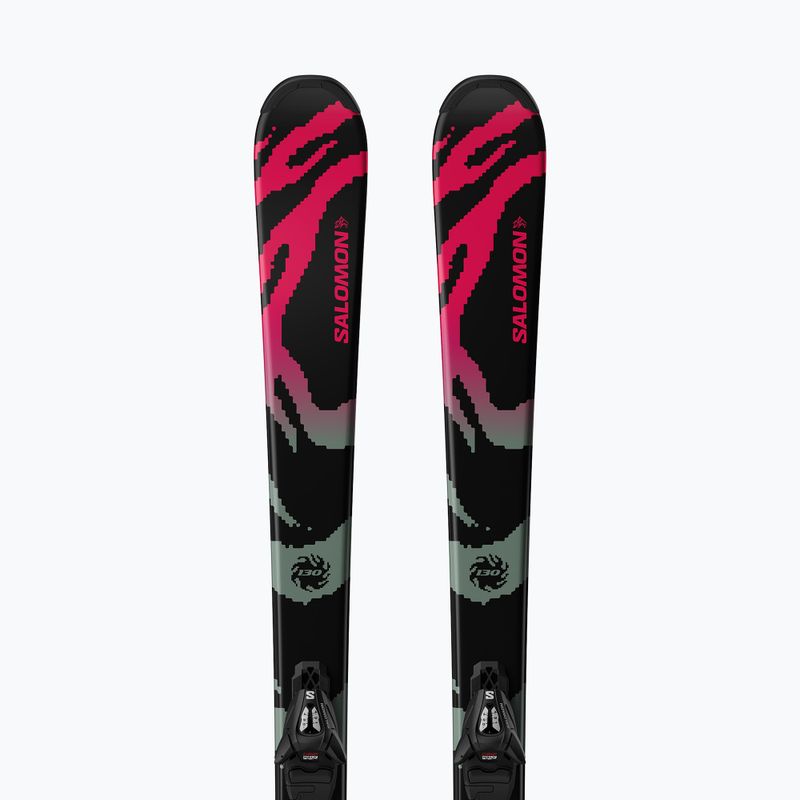 Dětské sjezdové lyže + vázání Salomon QST Jr Black M + C5 GW black/neon punch 5