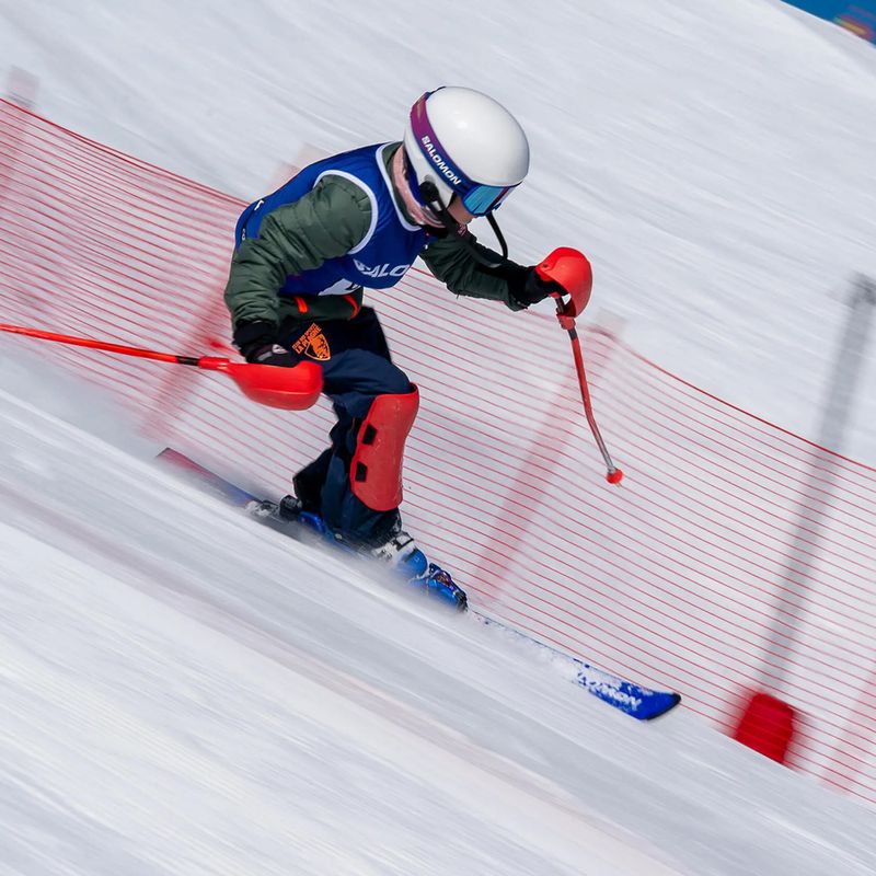 Dětská lyžařská helma Salomon Equipe Fis + Chinguard Jr white/race blue 10