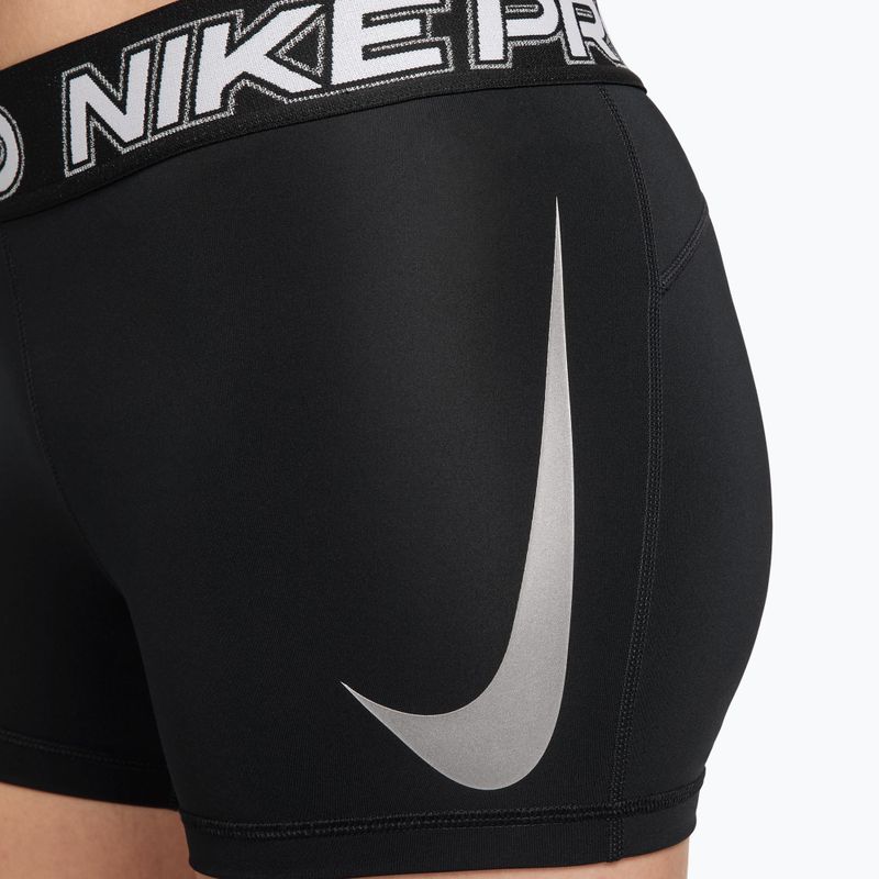 Dámské tréninkové šortky Nike Pro Mid Rise Biker 3" black/white/metallic silver 8