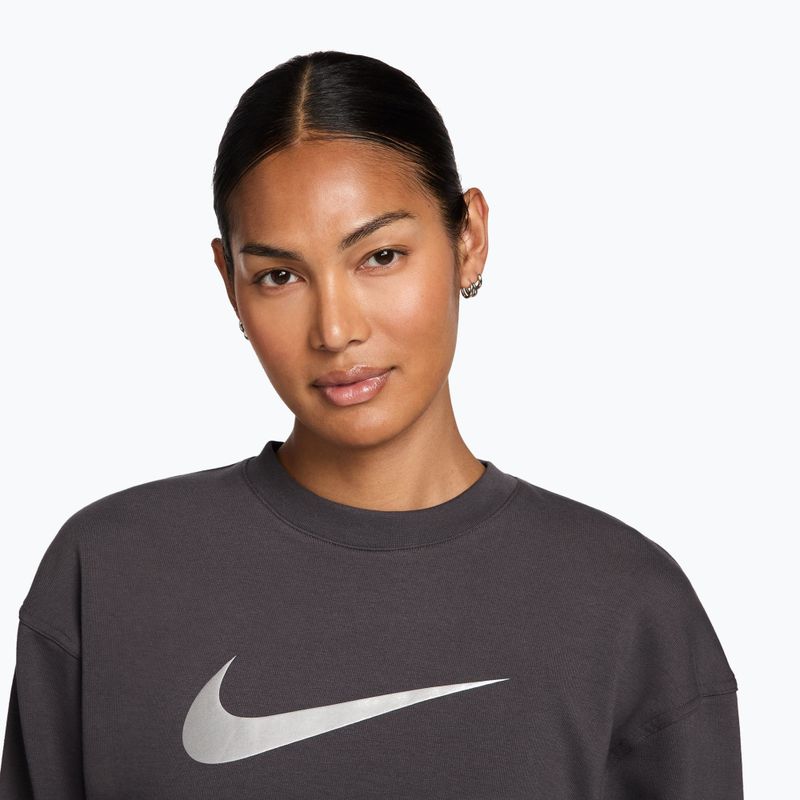 Dámská tréninková mikina Nike Pro Dri-Fit Crew Neck thunder grey/metallic silver/white 3