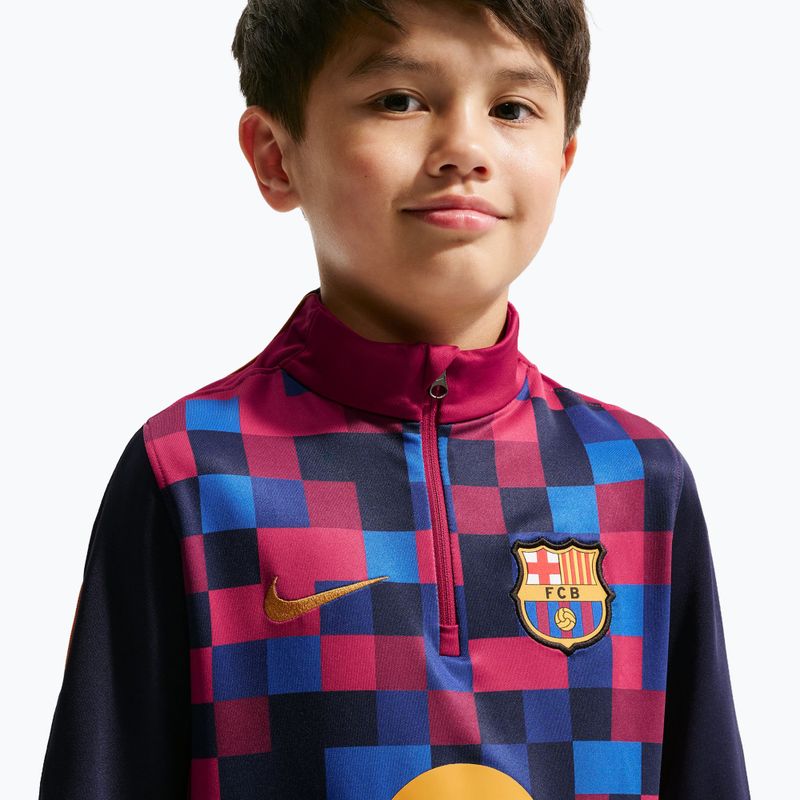 Dětská fotbalová mikina Nike FC Barcelona Dri-Fit Strike Drill Top noble red/noble red/mineral yellow 5