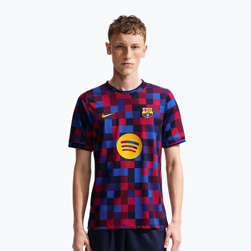 Pánské fotbalové tričko Nike FC Barcelona Dri-Fit Pre-Match noble red/mineral yellow