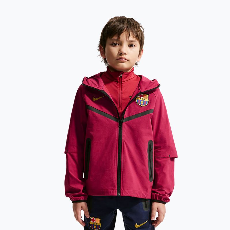 Dětská fotbalová bunda Nike FC Barcelona Tech Full Zip noble red/black/mineral yellow