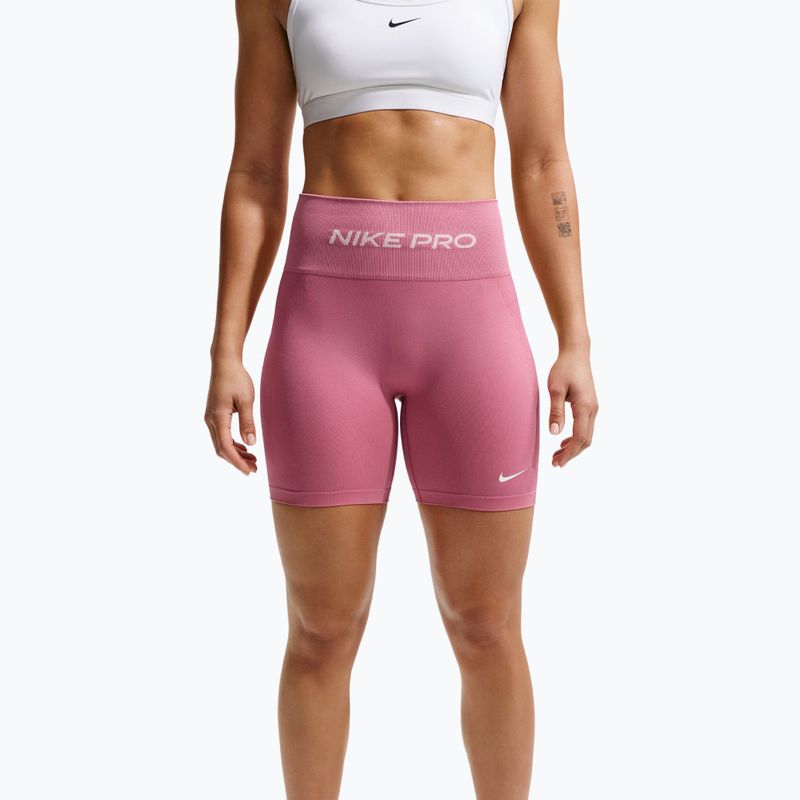 Dámské tréninkové šortky Nike Pro Seamless High Waisted Biker 5" peony/white 5