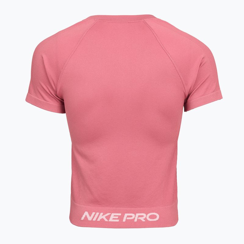 Dámské tréninkové tričko Nike Pro Seamless Dri-Fit peony/white 2
