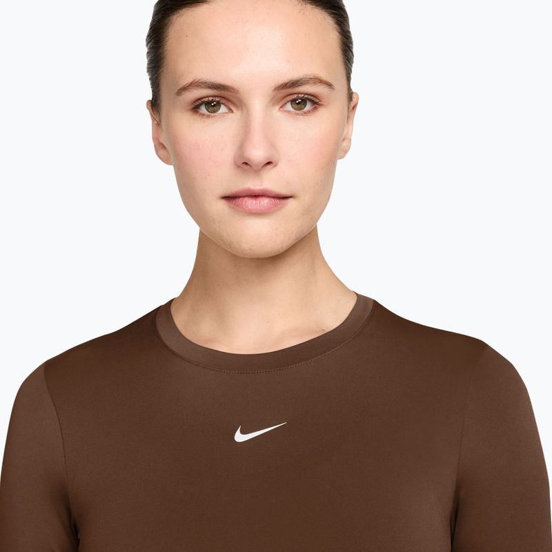 Dámské tréninkové tričko Longsleeve Nike One Fitted cacao wow/white 3