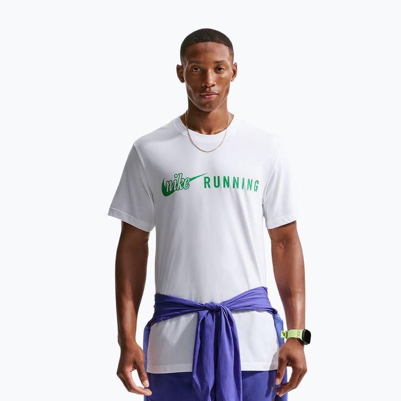 Pánské běžecké tričko Nike Dri-Fit Running T-Shirt white/green spark