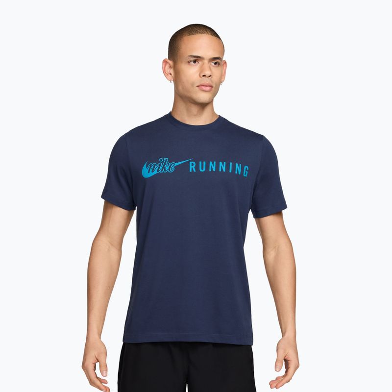 Pánské běžecké tričko Nike Dri-Fit Running T-Shirt midnight navy/light current blue