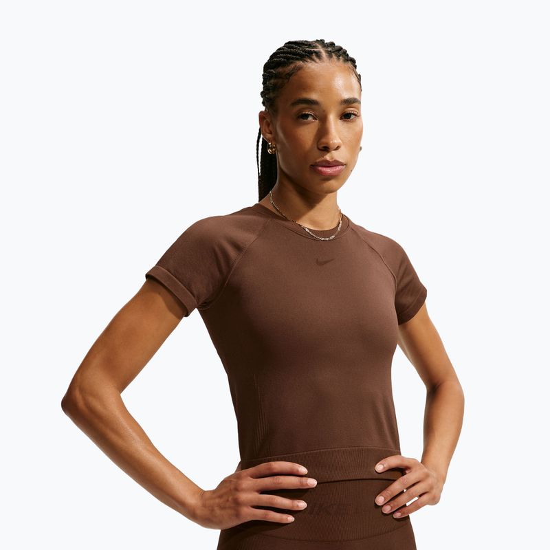 Dámské tréninkové tričko Nike Pro Seamless Dri-Fit SS cacao wow 4