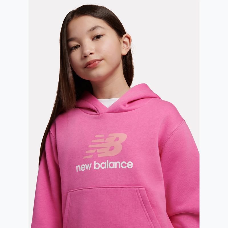 Dětská mikina New Balance FT Stacked Logo Hoodie pink satin 5