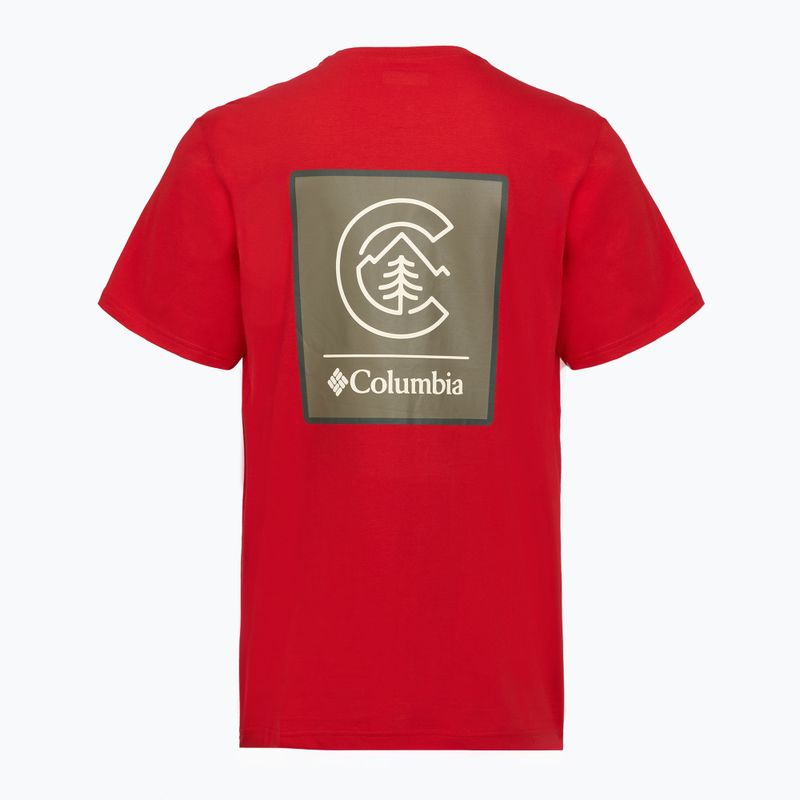 Pánské tričko Columbia CSC Basic Logo Back Tee mountain red/linework c badge 2