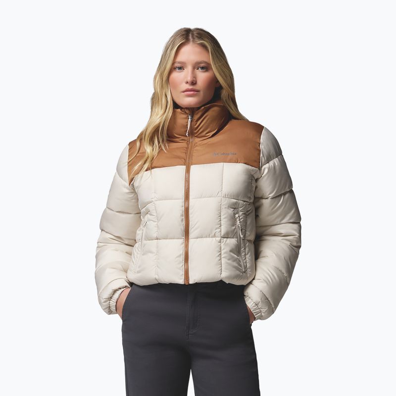 Dámská zateplená bunda Columbia Puffect III Cropped dark stone/camel brown