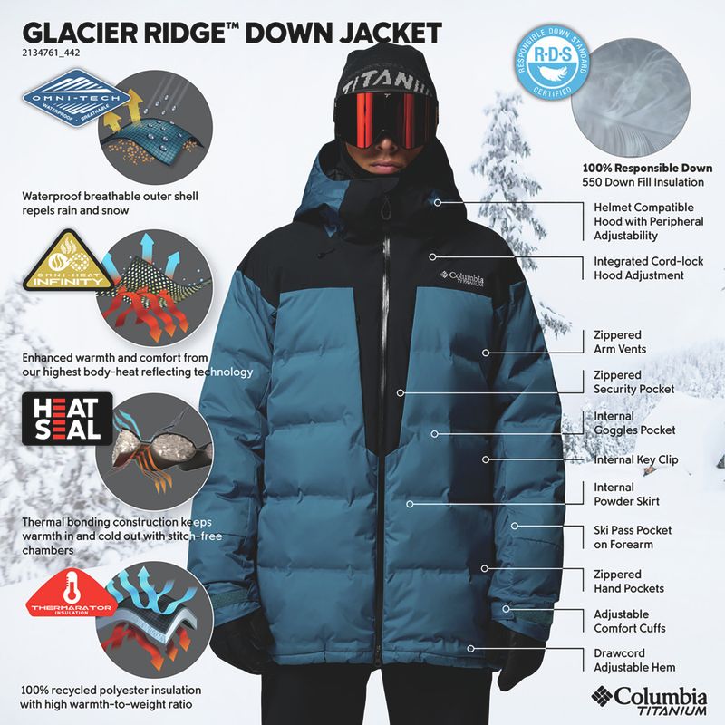 Pánská lyžařská bunda Columbia Glacier Ridge Down phoenix blue/black 15
