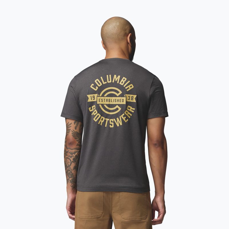 Pánské tričko na lezení Columbia Parsons Point SS Back Graphic Tee black heather blocky banner button 3