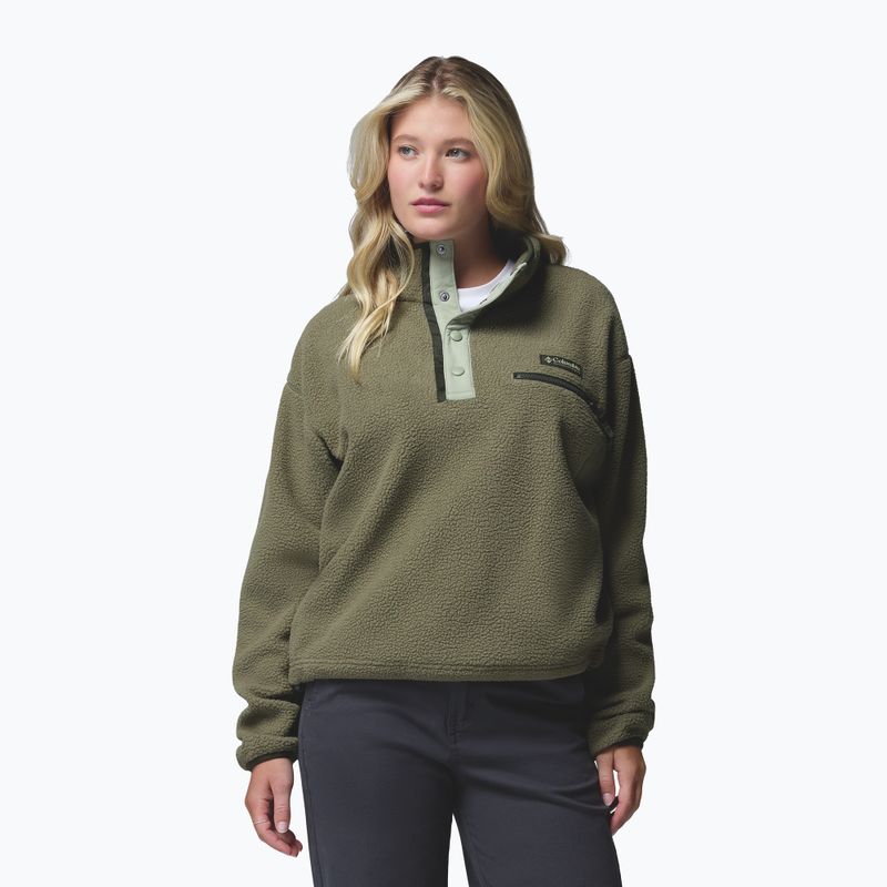 Dámská fleecová mikina Columbia Helvetia II Cropped Half Snap Fleece stone green/safari