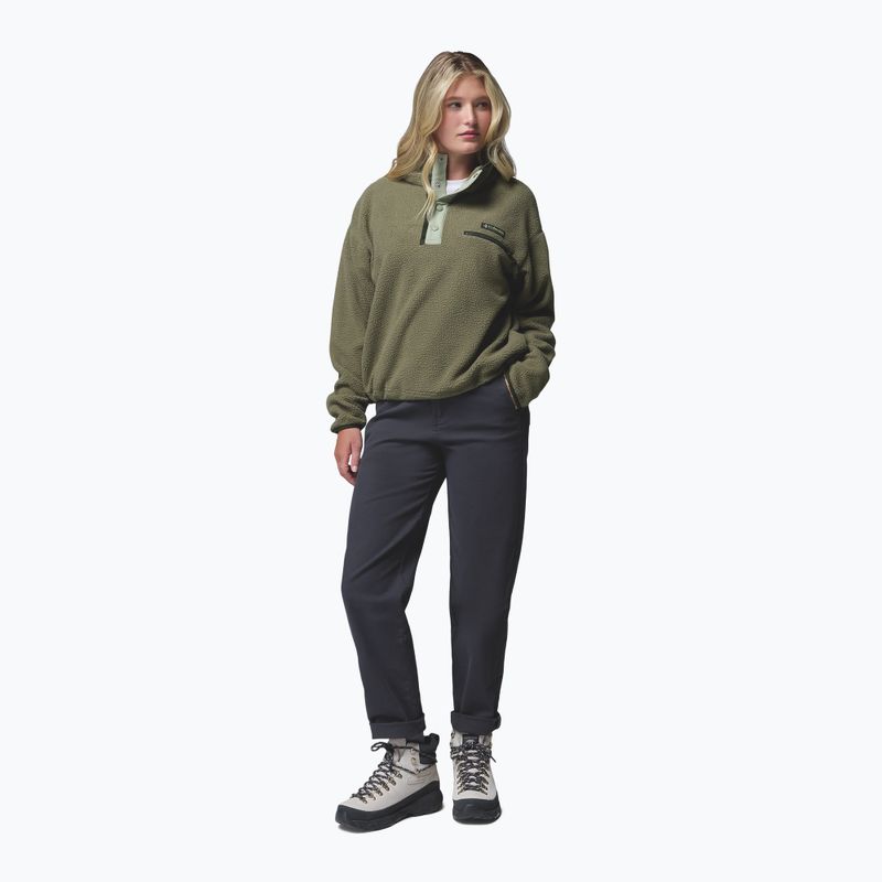 Dámská fleecová mikina Columbia Helvetia II Cropped Half Snap Fleece stone green/safari 2