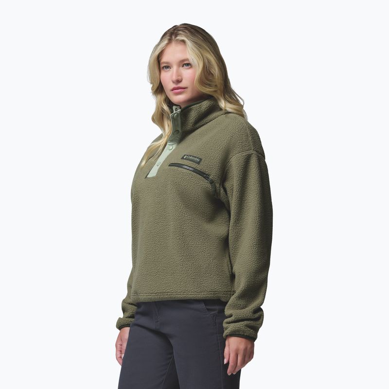 Dámská fleecová mikina Columbia Helvetia II Cropped Half Snap Fleece stone green/safari 4