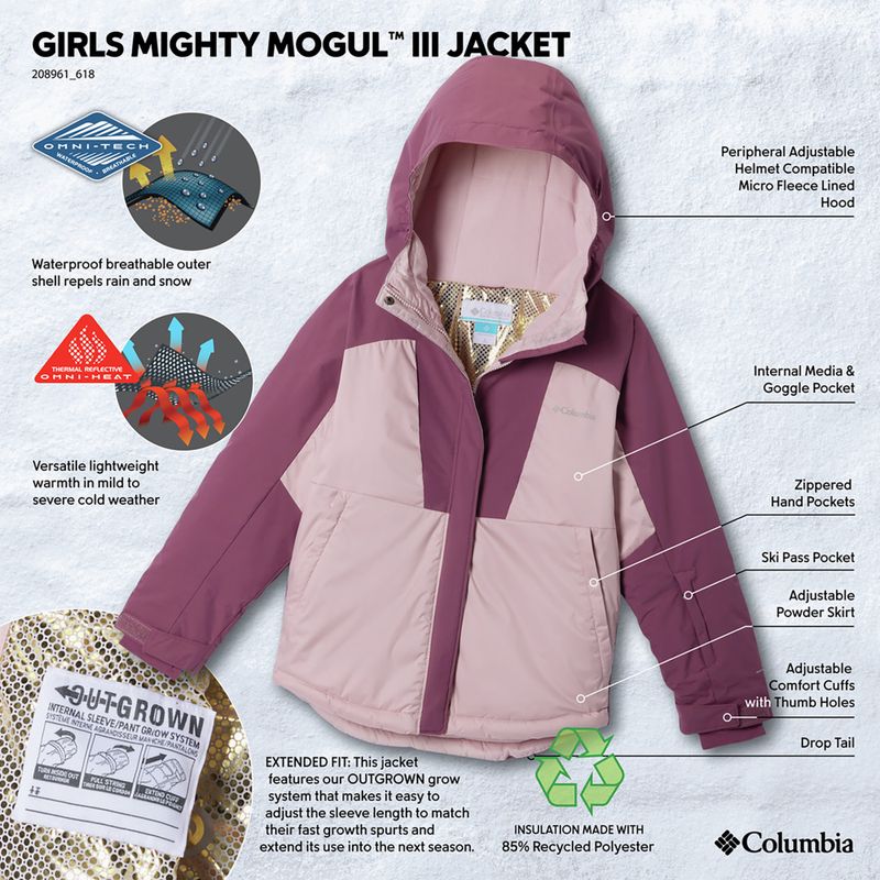 Dětská lyžařská bunda Columbia Mighty Mogul III mineral pink/antique mauve 4