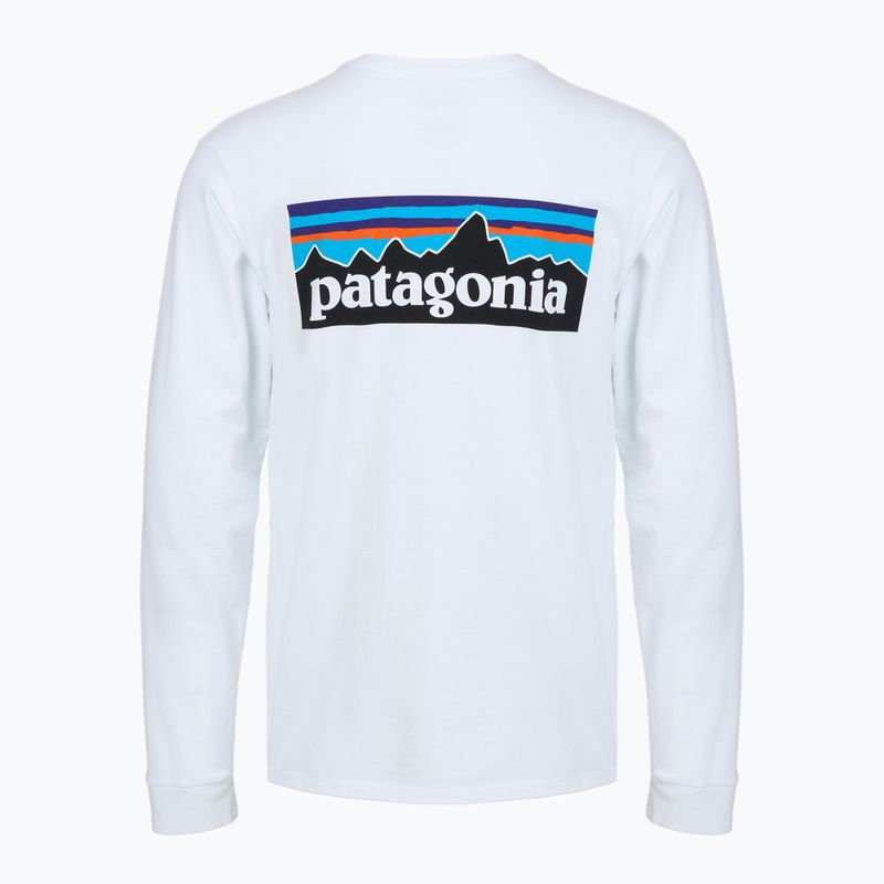 Pánské tričko Longsleeve Patagonia P-6 Logo Responsibili fiber white 2
