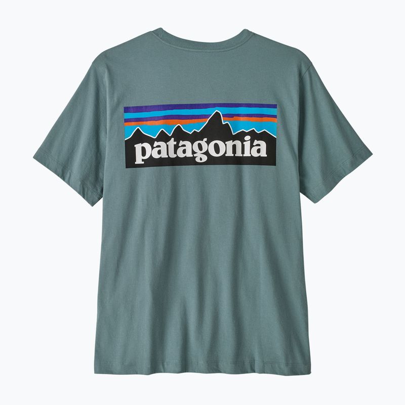 Pánské tričko na lezení Patagonia P-6 Logo blue sage 2