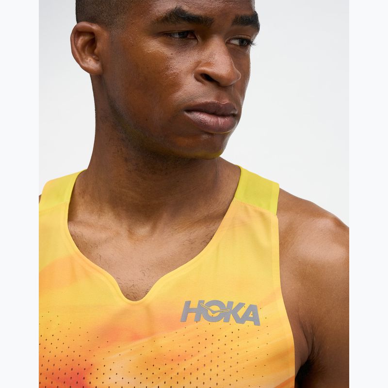 Pánské běžecké tričko HOKA Race Day Singlet TR Print hoka citrus 5