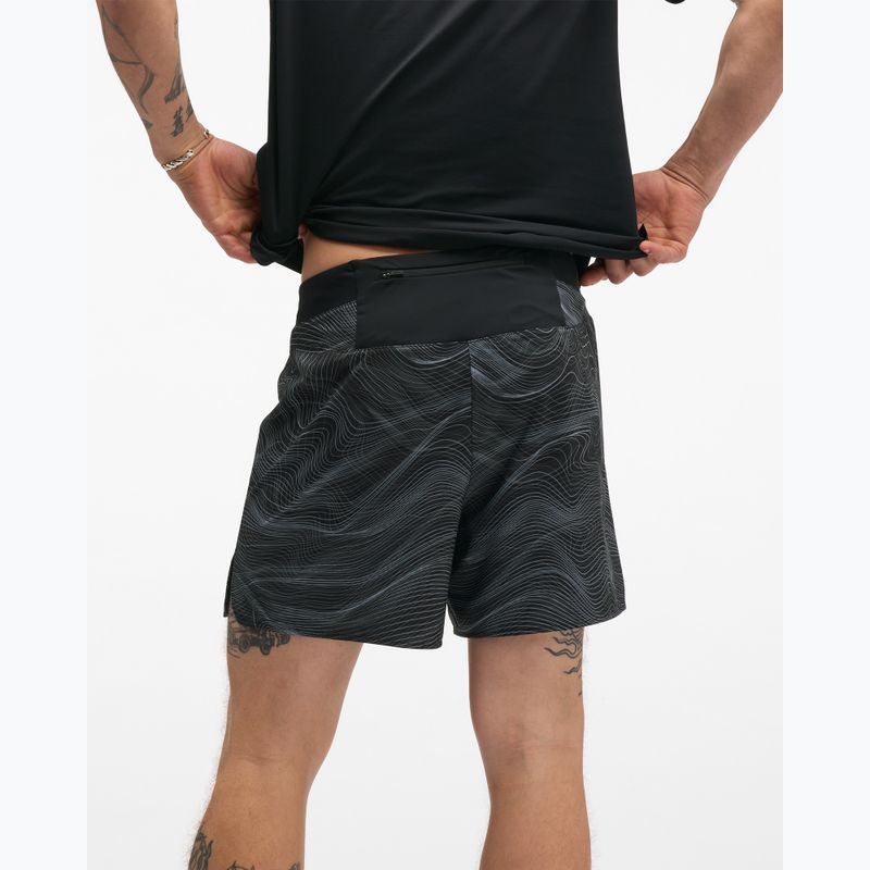 Pánské běžecké šortky HOKA Glide Short 5" Brief CLF PRT black/white 3