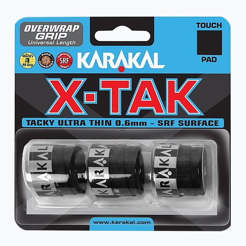 Omotávka na squashovou raketu Karakal X-TAK Grip 3 ks černá.