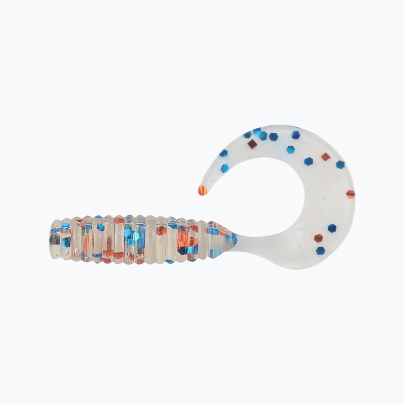 Gumová návnada Relax Twister VR1 Standard 8 ks. Čirá / oranžová, modré třpytky VR1-TS