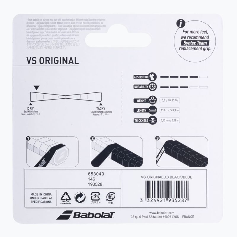 Omotávky na tenisové rakety Babolat Vs Original 3 ks black/fluo yellow 2