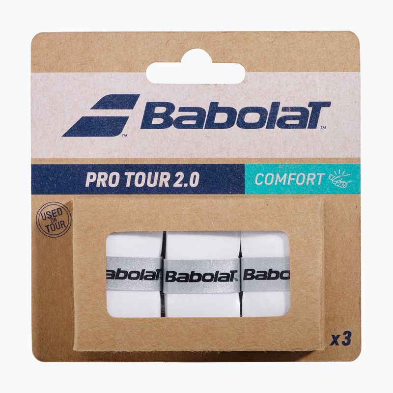 Omotávky na tenisovou raketu Babolat Pro Tour 2.0 3 ks white