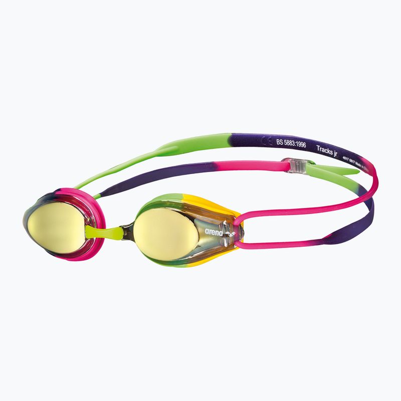 Dětské plavecké brýle arena Tracks JR Mirror blue yellow violet/fuchsia/green
