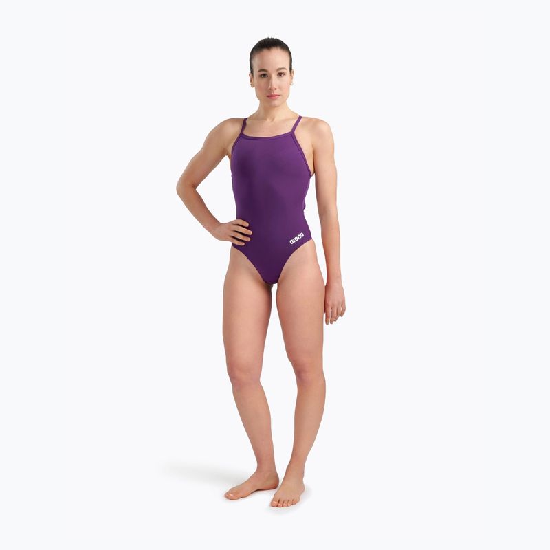 Dámské jednodílné plavky Arena Team Light Drop Solid plum/white 6