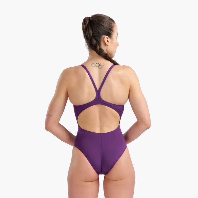 Dámské jednodílné plavky Arena Team Light Drop Solid plum/white 7