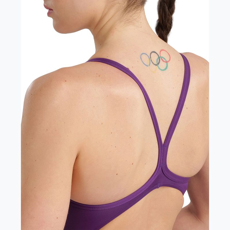 Dámské jednodílné plavky Arena Team Light Drop Solid plum/white 8