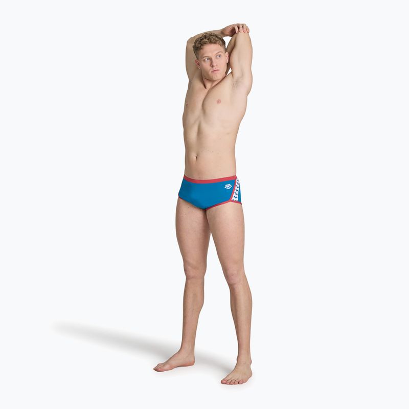 Pánské plavecké boxerky arena Icons Swim Low Waist Short Solid blue cosmo/astro red 4