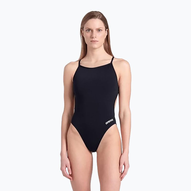 Dámské jednodílné plavky arena Lace Back Solid black/white 5