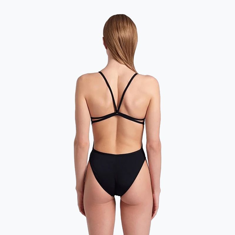 Dámské jednodílné plavky arena Lace Back Solid black/white 7