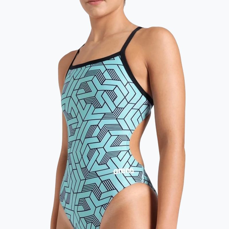 Dámské jednodílné plavky  arena Escape Challenge Back black/water blue multi 4
