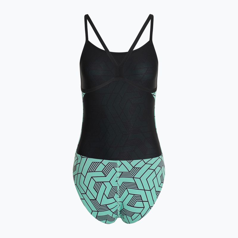 Dámské jednodílné plavky  arena Escape Challenge Back black/water blue multi 2