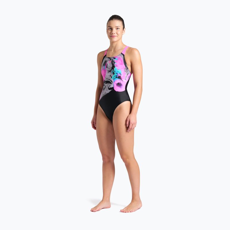 Dámské jednodílné plavky  arena Imaginary Swim Pro Back black/shocking pink/multi 6