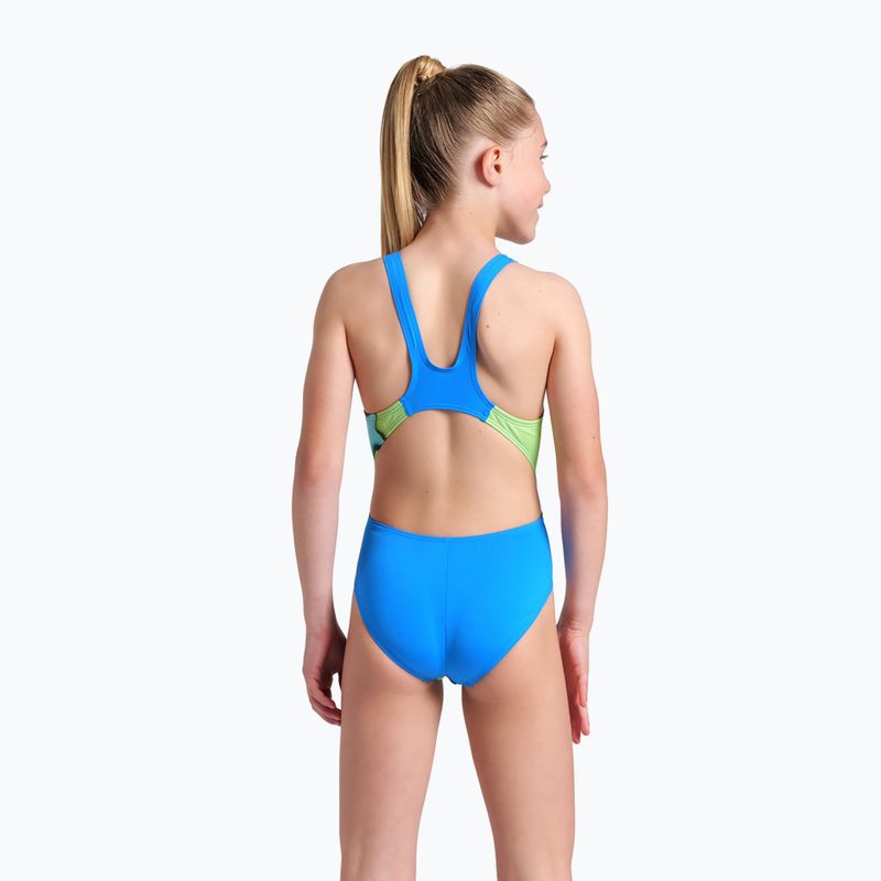 Dětské jednodílné plavky arena Star Shaped Swim Tech L blue river/soft green/multi 7