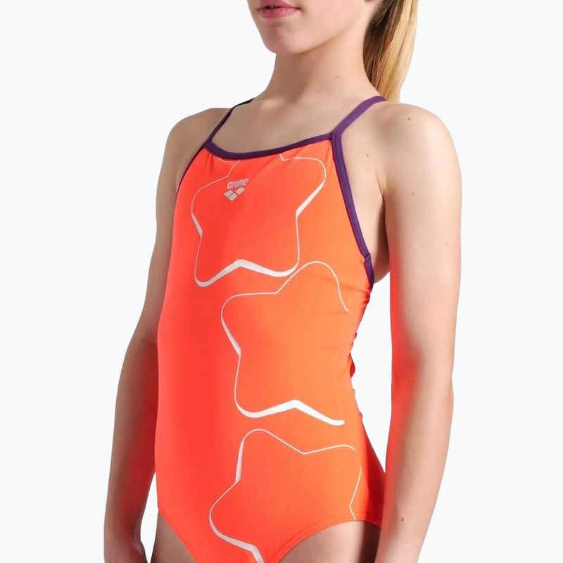 Dětské jednodílné plavky arena Star Graphic Lightdrop Back bright coral / plum 4