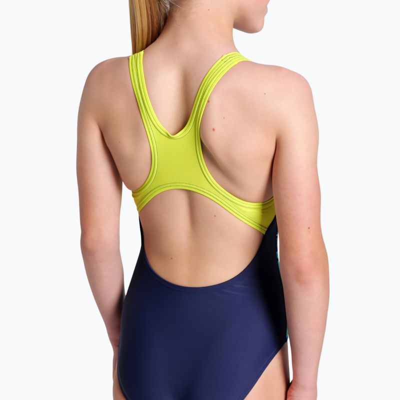 Dětské jednodílné plavky arena Light Tricks Swim Pro Back navy/soft green/multi 9