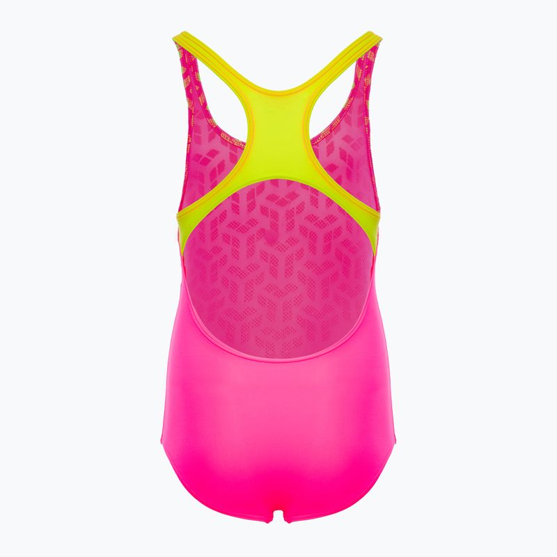 Dětské jednodílné plavky Arena Kikko V Swim Pro Back shocking pink / soft green 2