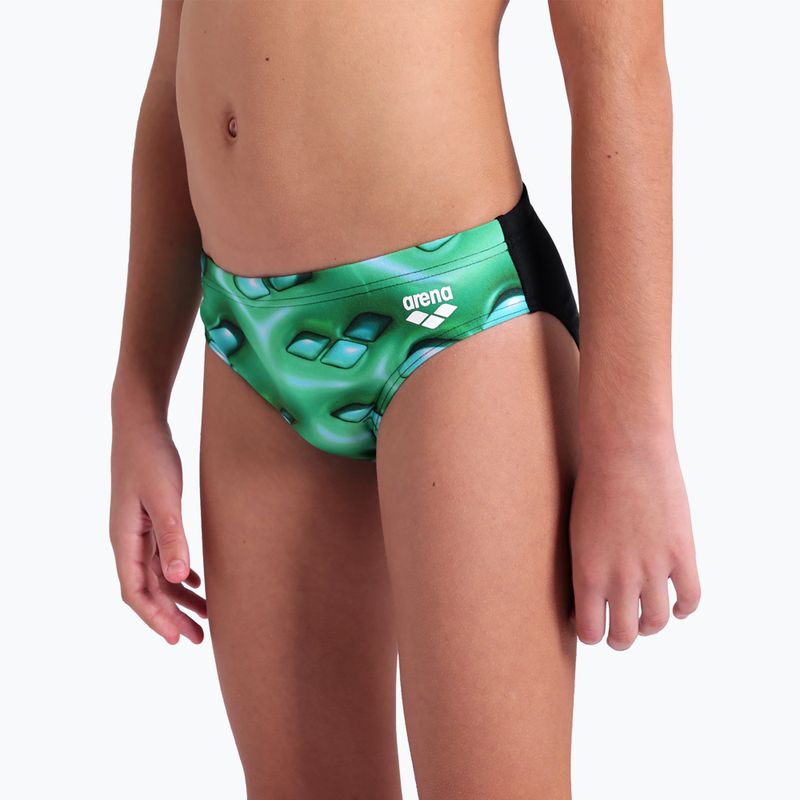 Dětské plavky arena Foam Swim Briefs black/soft green multi 8
